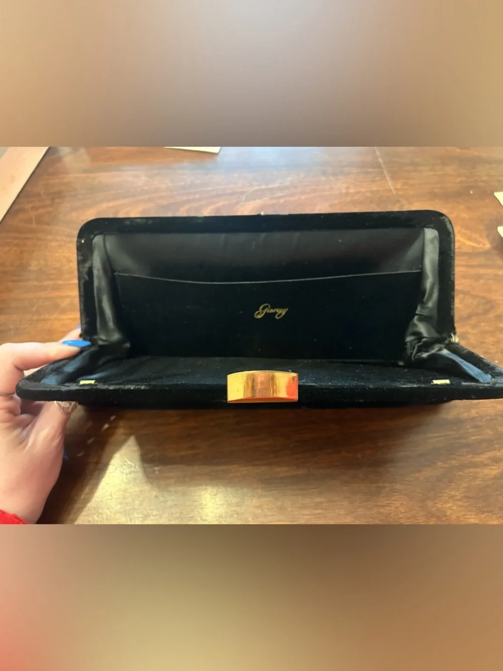 The Garvey Label Black Velvet Clutch Wristlet - Picture 3 of 5